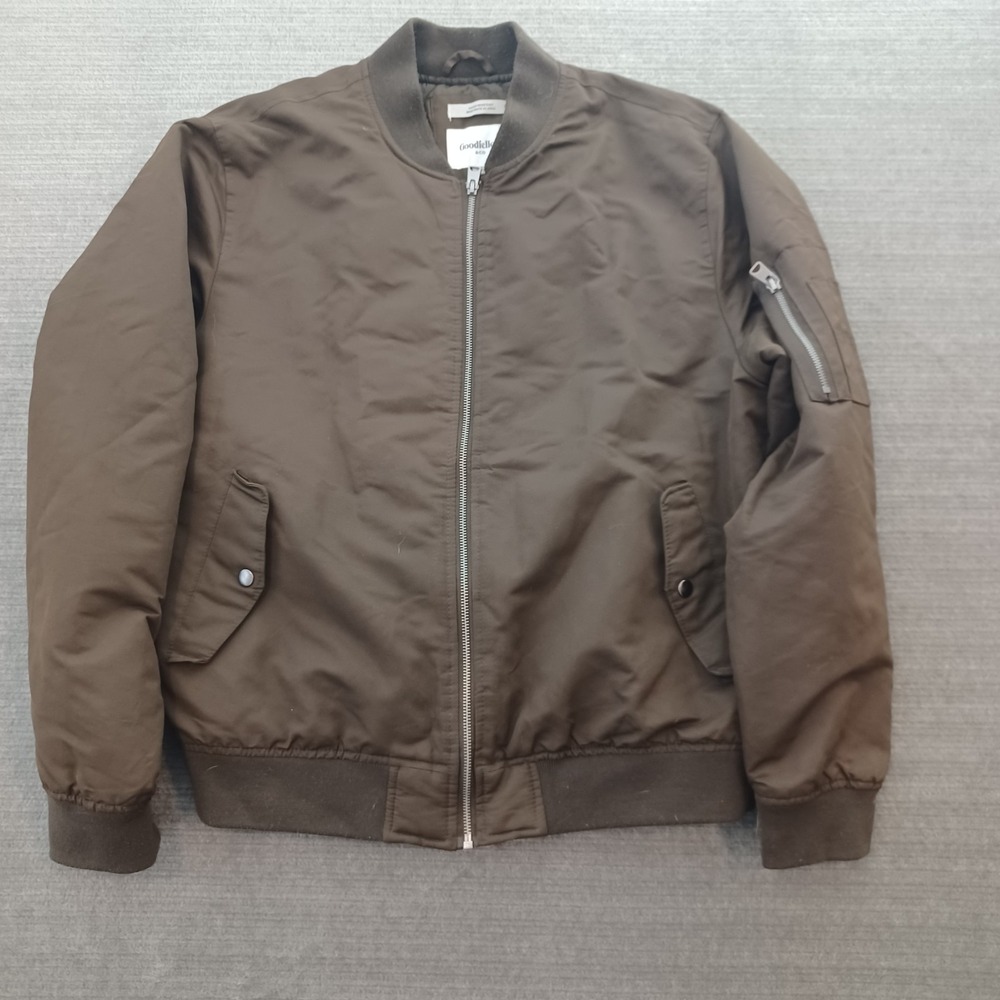 Goodfellow & Co Bomber Jacket Mens Medium Brown Full Zip Water Resistant Casual